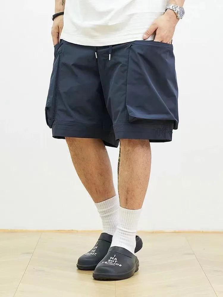 BEAMS co-branded NULL summer multi-pocket cargo drawstring function couple loose casual shorts