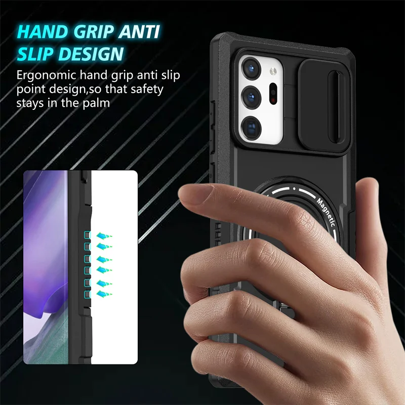 Luxury Magnetic Wireless Charging Case with Ring Holder