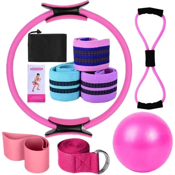 Yoga Sets for Women Pilates at Home Equipment Pilates Magic Ring Booty Bands for Working Out Glutes Yoga Ball 25cm Figure 8 Resi 1