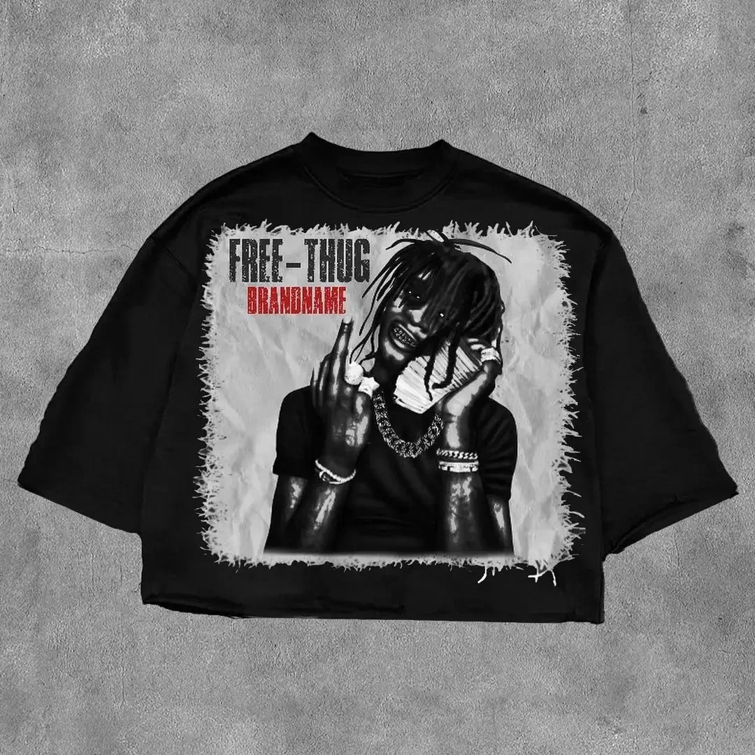 Y2K Street Harajuku Hip hop mens top short sleeve T-shirt Goth High Street casual print loose T-shirt oversized t shirt gulf