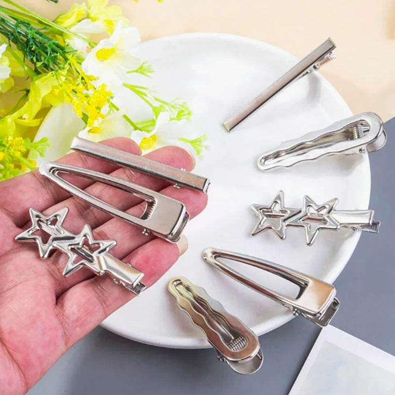 8 stücke Mädchen Haarnadeln Silber Metall Enten schnabel Clip Frauen Haars pangen Seite Pony weibliche Damen Haars pangen Haarschmuck – Detail 7