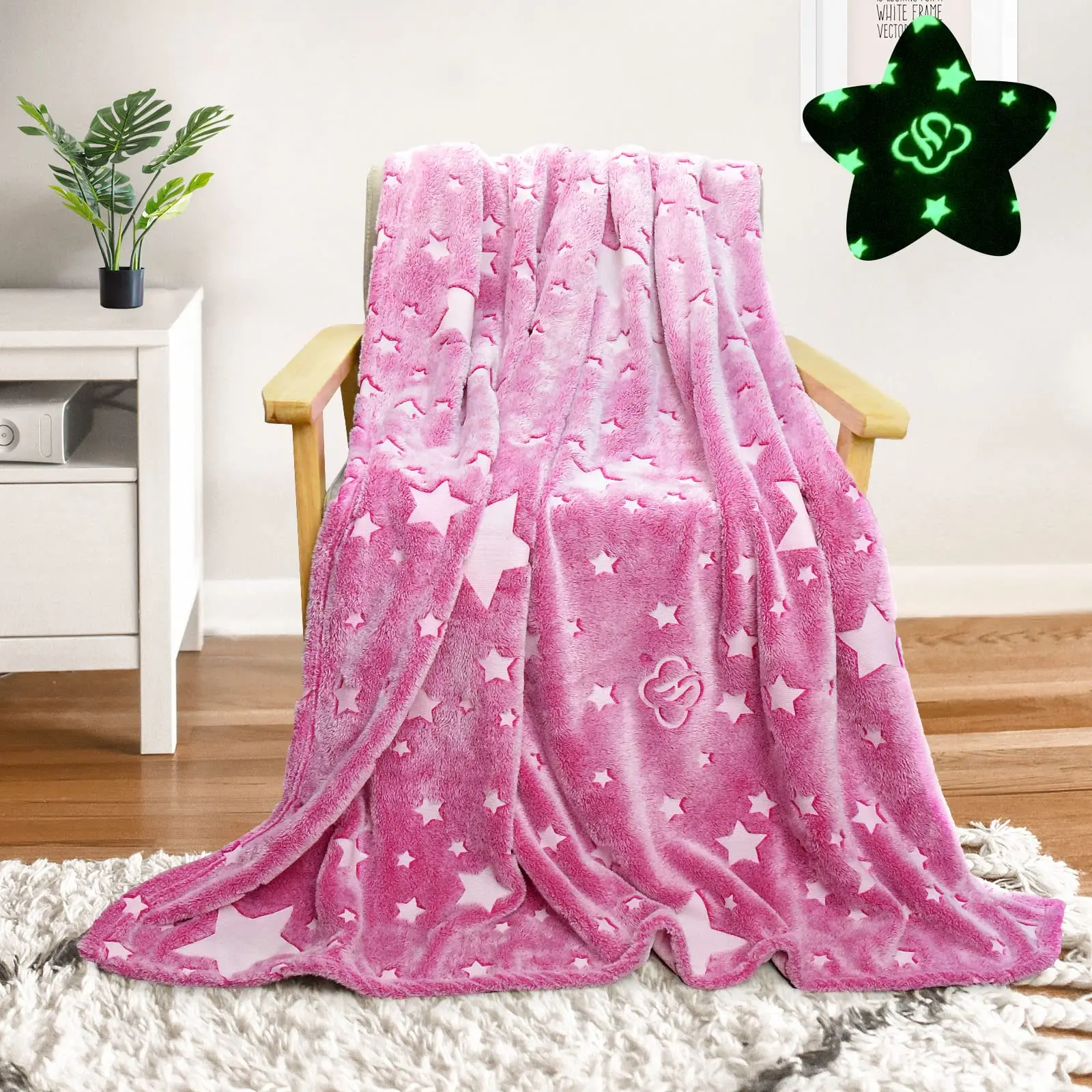 Couverture Licorne Qui Brille Dans Le Noir Pour Enfant - 130x170 Cm - Polaire Douce Et Moelleuse - Cadeau Fille Garçon (Rose Phosphorescent)