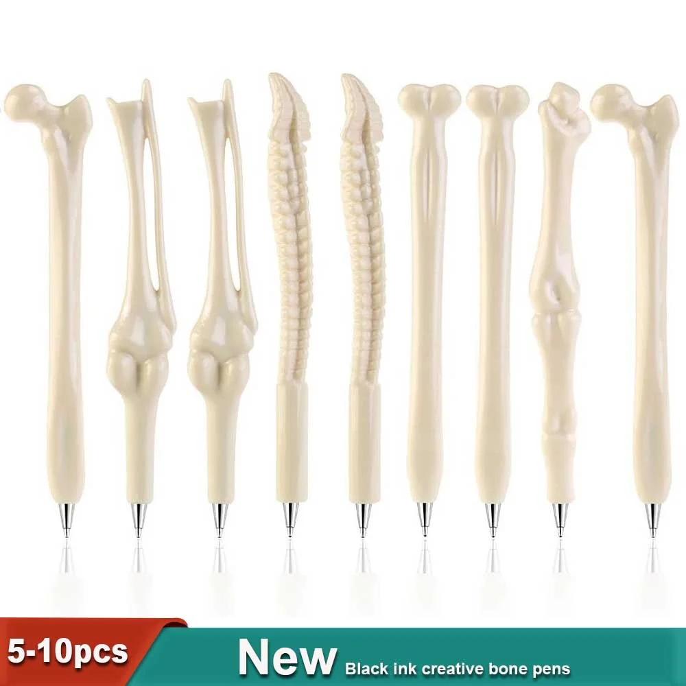 5-10 قطعة قلم حبر جاف على شكل عظمة أقلام مبتكرة حبر أسود لحفلة مكتب المدرسة والممرضات