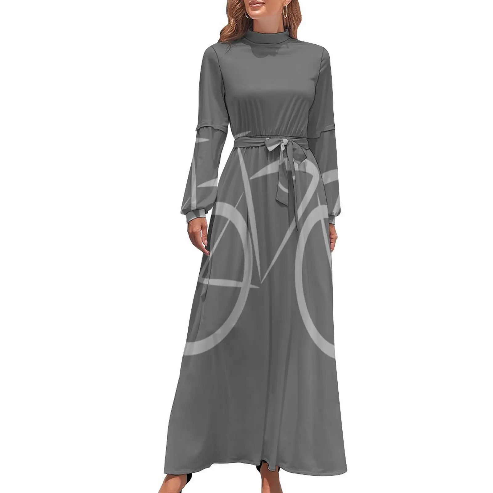 Vestido largo gris con diseño de bicicleta de carreras estilizada Vestidos de baile Vestido de fiesta de noche