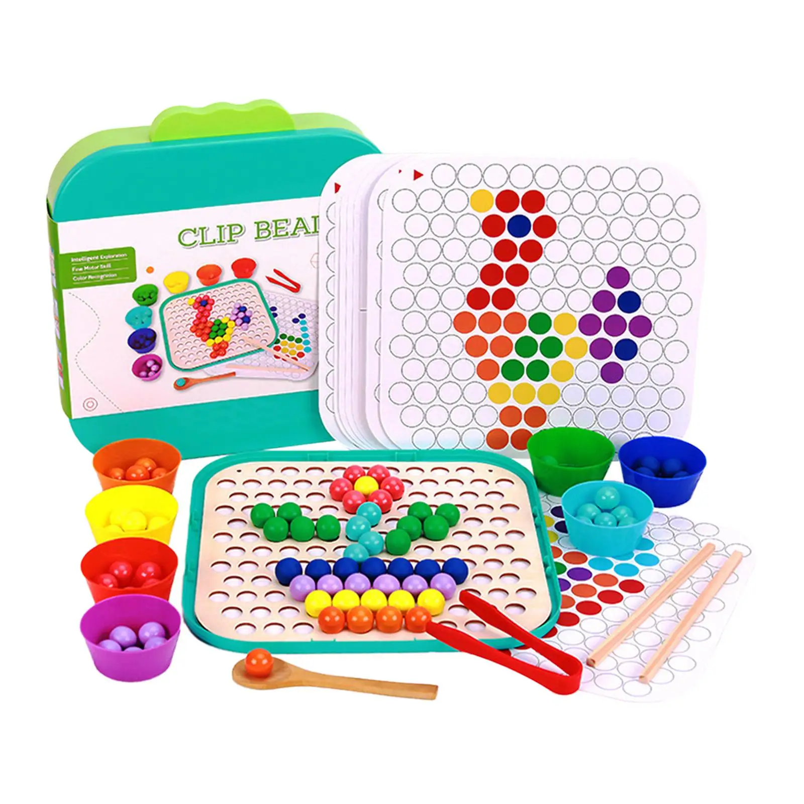 Rainbow Color Sorting Toys Montessori Rainbow Puzzle Rainbow Clip Bead Puzzle for Preschool Interaction Primary Coordination