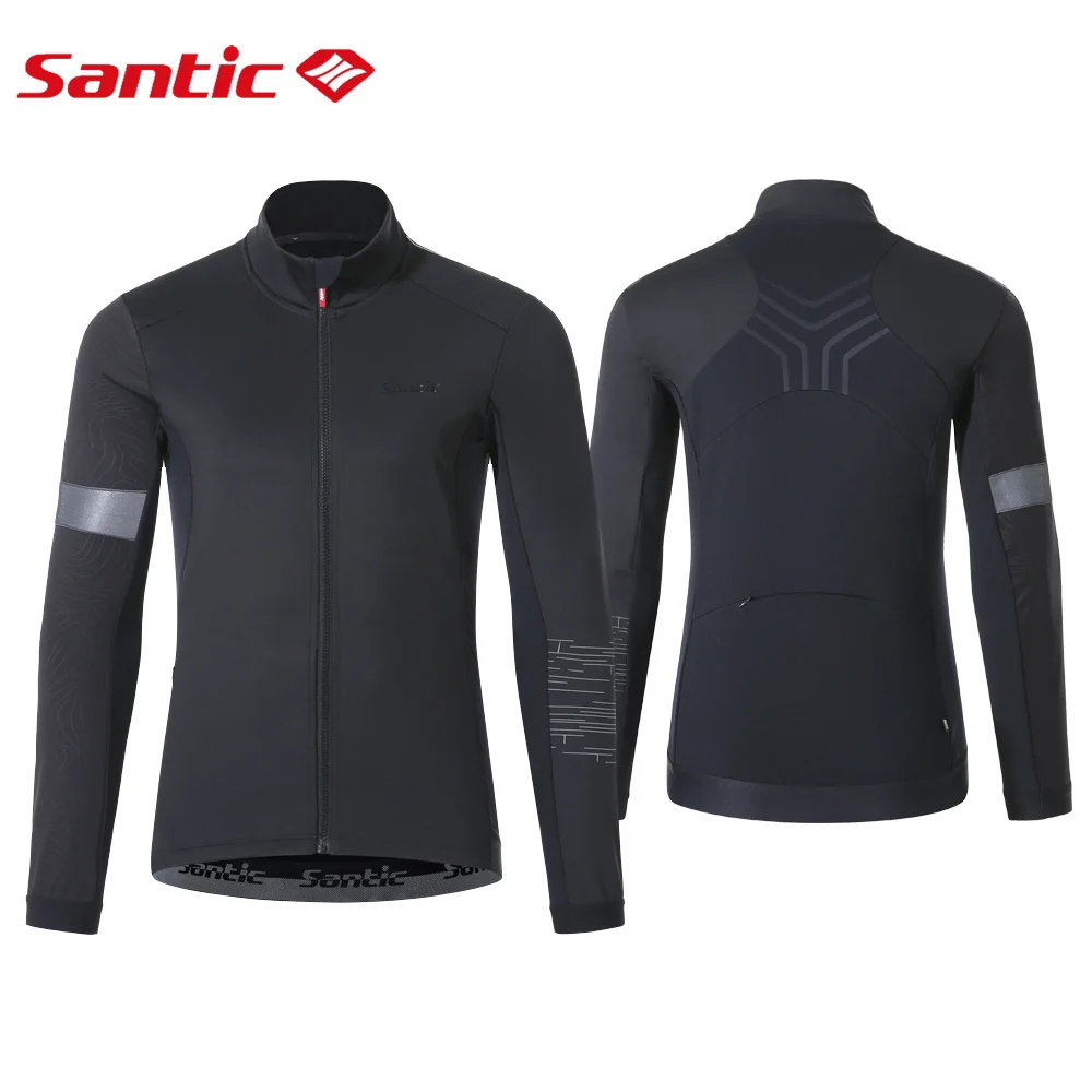 Santic Winter Bike Jacket Cycling Clothing Men Windproof Thermal Bicycle Windbreaker Coat Wind Shield Jakcets Outdoor Slim-fit