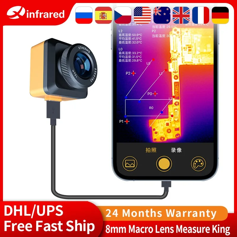 

Thermal Imaging Camera Xinfrared T2S Plus for Phones Infrared Camera Tool 8mm Macro Lens