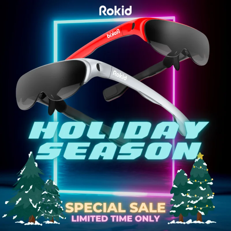 Rokid Air 3D AR Glasses Foldable VR Smart Glasses 120" Screen 1080P OLED Dual Display 43&deg;FoV 55PPD Home Game Viewing Device 3d Projector Glasses