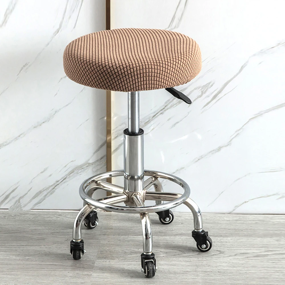 Solid Color Elastic Round Chair Cushion Cover - Washable and Thickened Slipcover for Dining and Bar Stools