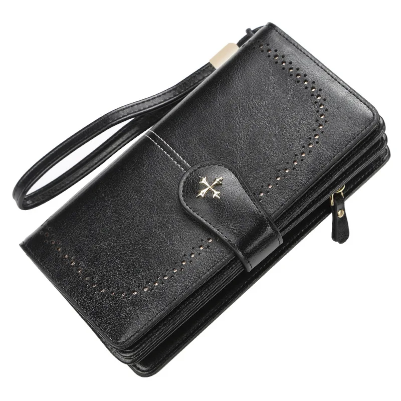 Women Wallet High Quality RFID Anti-theft Leather Wallets for lady Long Zipper Ladies Card Holder Wallet Female Clutch Bag Purse