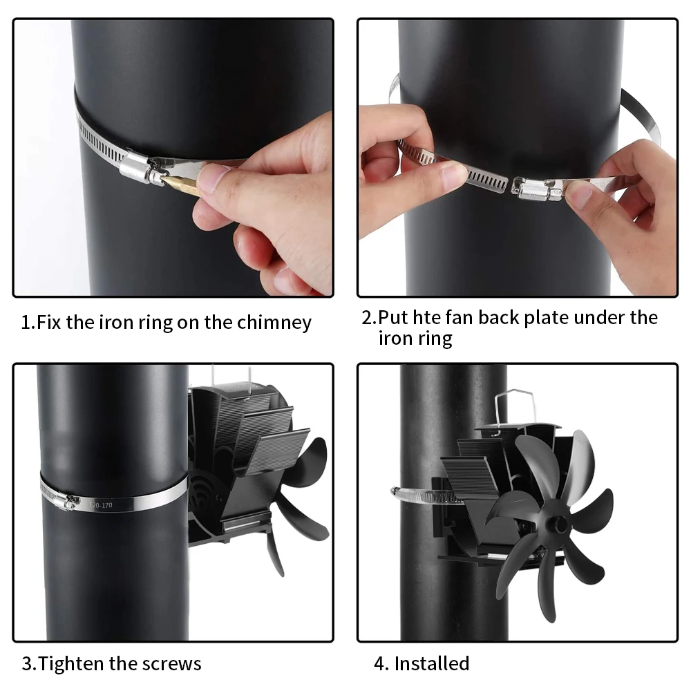 7 Blades Heat Powered Fireplace Fan Quiet Safe Burning Stove Fan Efficient Heat Distribution for Home Firewood Log Wood Burner