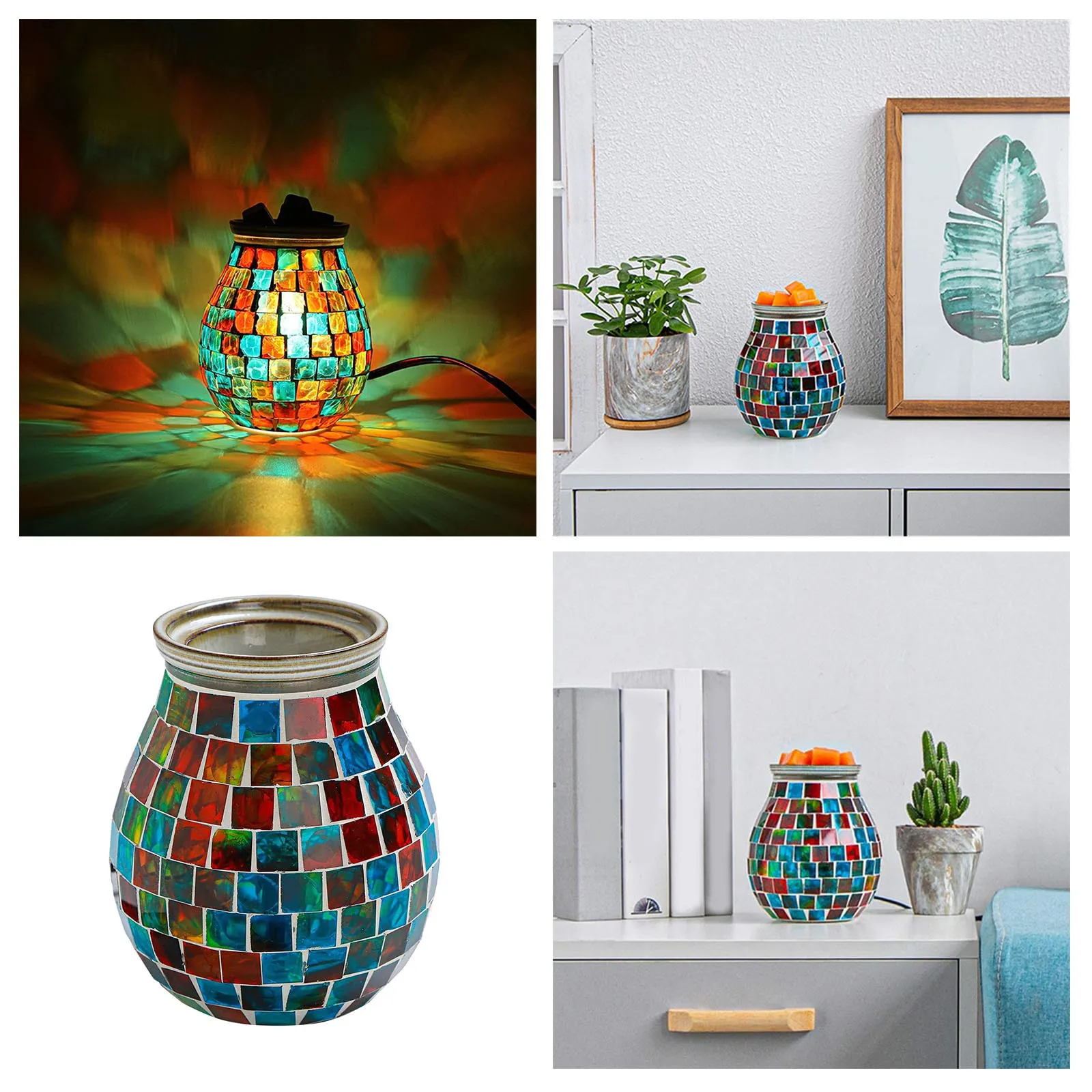 

Wax Melt Warmer Glass Wax Burner Electric Glass Wax Warmer For Scented Wax Electric Oil Burner With Mosaic Wax Melter Decor