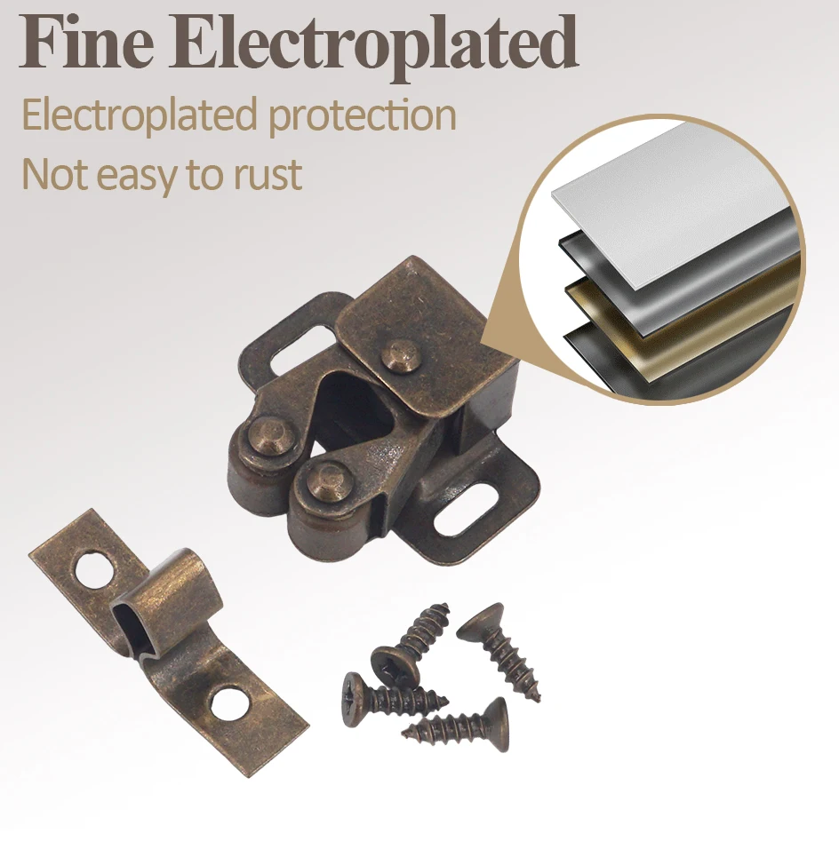 Description Picture 5 of item20 Sets Cabinet Roller Catch Door Stop Closer Stoppers Damper Buffer Clasp Latch for Wardrobe Cupboard Furniture Hardware