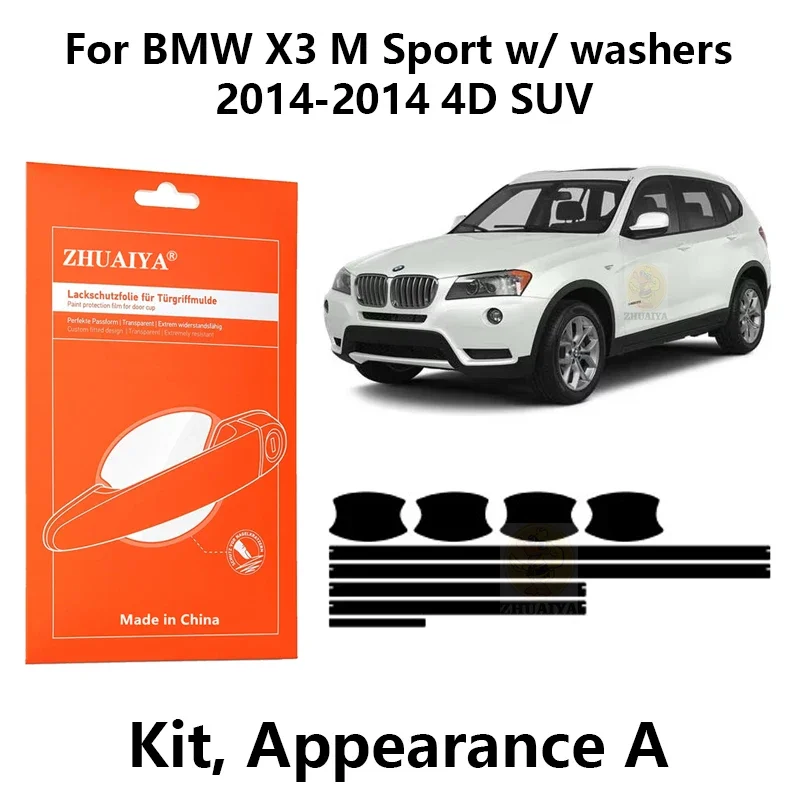

Защитная пленка ZHUAIYA для красок дверной ручки, ТПУ PPF для BMW X3 M Sport w/ washers2014-2014 4D SUV