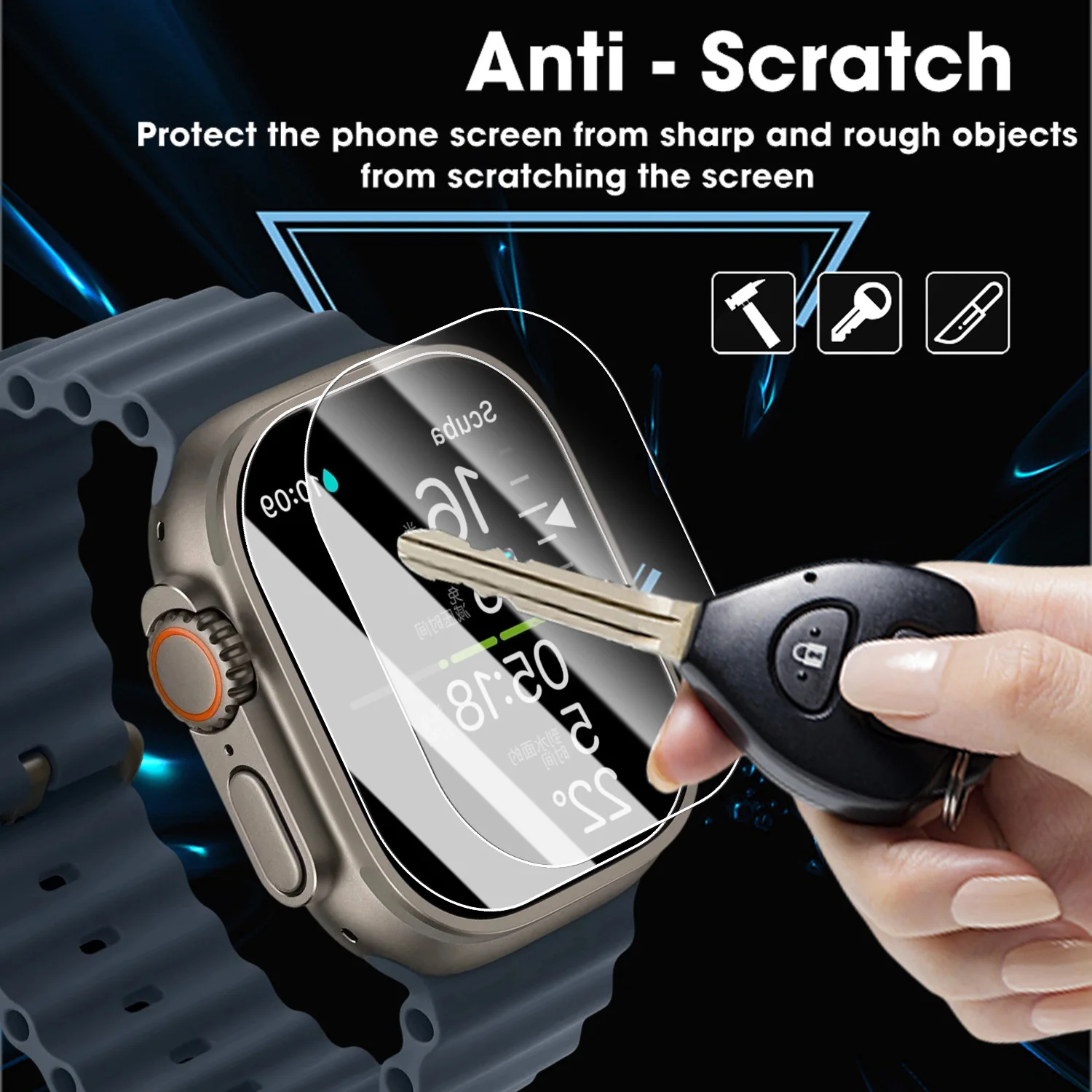 Easy to Install Tempered Glass With Alignment Tool For Apple Watch Ultra 3/2/1 49mm Screen Protector 9H Hardness Cover Film