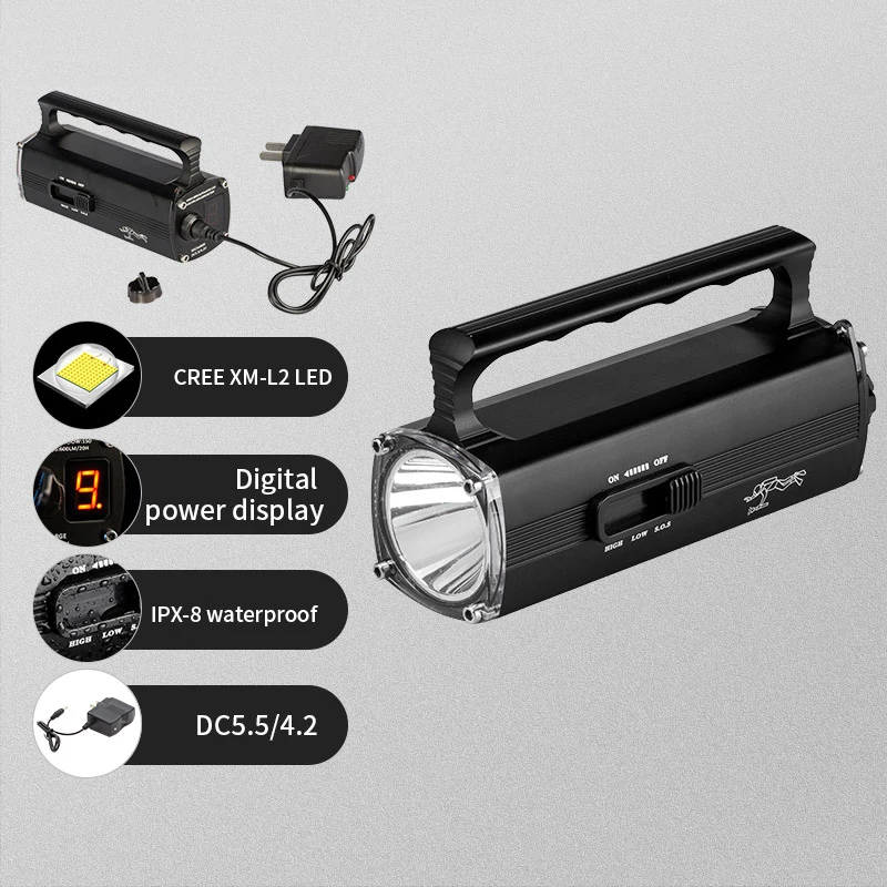 

New Diving Portable Light High Power Charging Outdoor Light Waterproof LED Strong Light Flashlight Fishing Light Camping Light