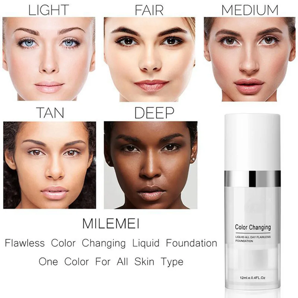Liquid Foundation Makeup Cream Waterproof Foundation 1/2/3Pcs Temperature Color Changing Liquid Foundation 12g Lazy Discoloration Makeup Base Cream Brighten Full Coverage Waterproof