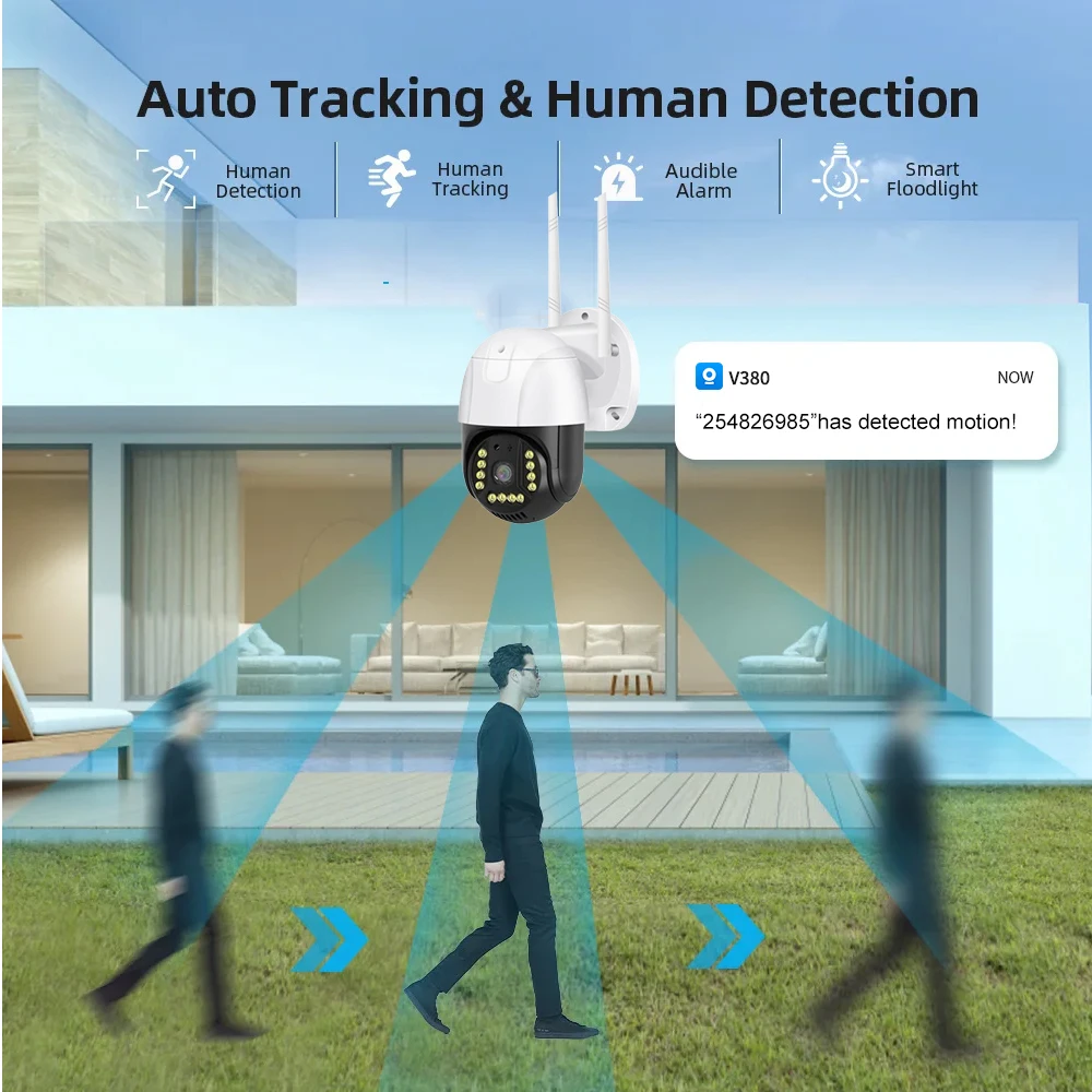 Wireless 4G WiFi Security Camera System Outdoor Home Night Vision 3mp/5mp HD Camera IP66 Waterproof V380pro Smart home camera