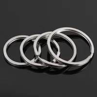 10/20 pièces porte-clés en acier inoxydable poli argent rond ligne plate porte-clés fendu pour la fabrication de bijoux porte-clés bricolage trouver 25-35mm 6