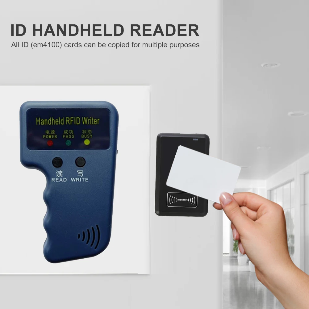 Repetitive Handheld 125KHz EM4100 5200 RFID ID Card Writer Copier Duplicator Programmer + 5pcs T5577 Rewritable Keyfobs Tags