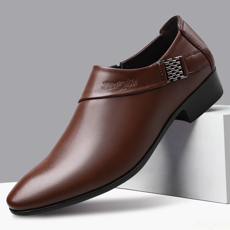 Men's Patent Leather Shoes Business Dress Shoes Elegant Gentleman Platform Leather Shoe Slip on Shoe Man Zapatos De Hombre