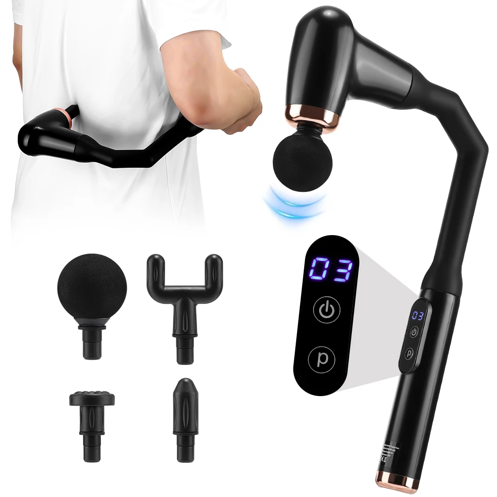 Fascia Gun Portable Massage Gun Deep Tissue With Extended Handle 6 Levels Back Massager Body Massager for Neck Shoulder Back Leg