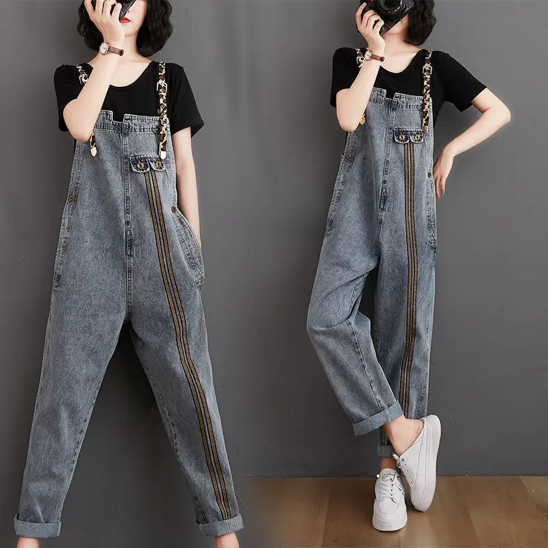 Jumpsuit Plus Size Bib Women 2020 New Autumn Casual Slim Trousers All-match Harlan Denim Jumpsuit Combi Pantalon Femme