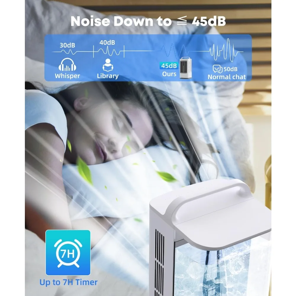 Portable Air Conditioners,1700ml Evaporative Air Cooler with Remote,120° Oscillating Mini Air Conditioner Portable with 3 Speeds 6 Portable Air Conditioners,1700ml Evaporative Air Cooler with Remote,120° Oscillating Mini Air Conditioner Portable with 3 Speeds 6