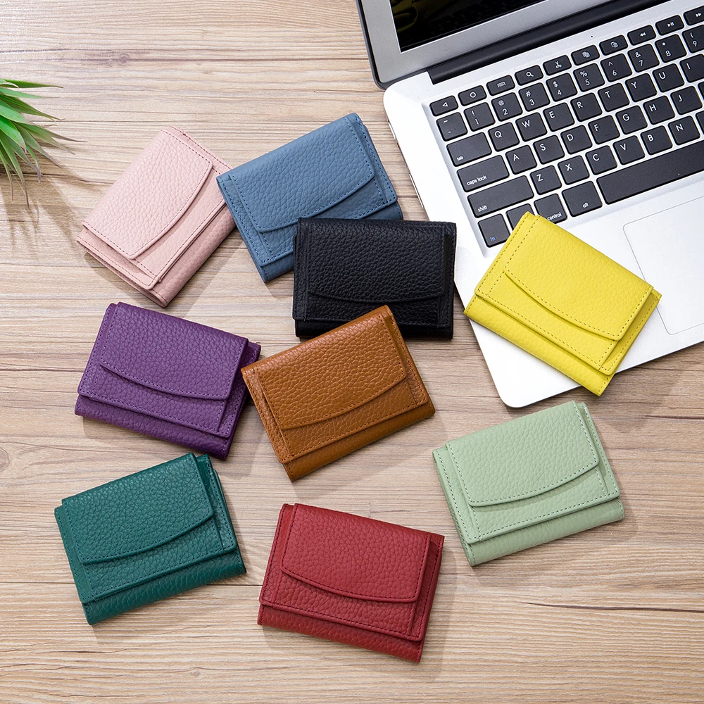 2023 New Women Wallet Lady Genuine Leather Rfid Protected Purse Girls Fashion Japanese Style Card Coin Pocket Mini Clutch Bag