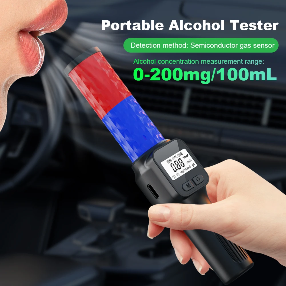 Professional Digital Breathalyzer Rechargeable Traffic Home Investigation Alcohol Tester Non-Contact Alcohol Blowing Detector