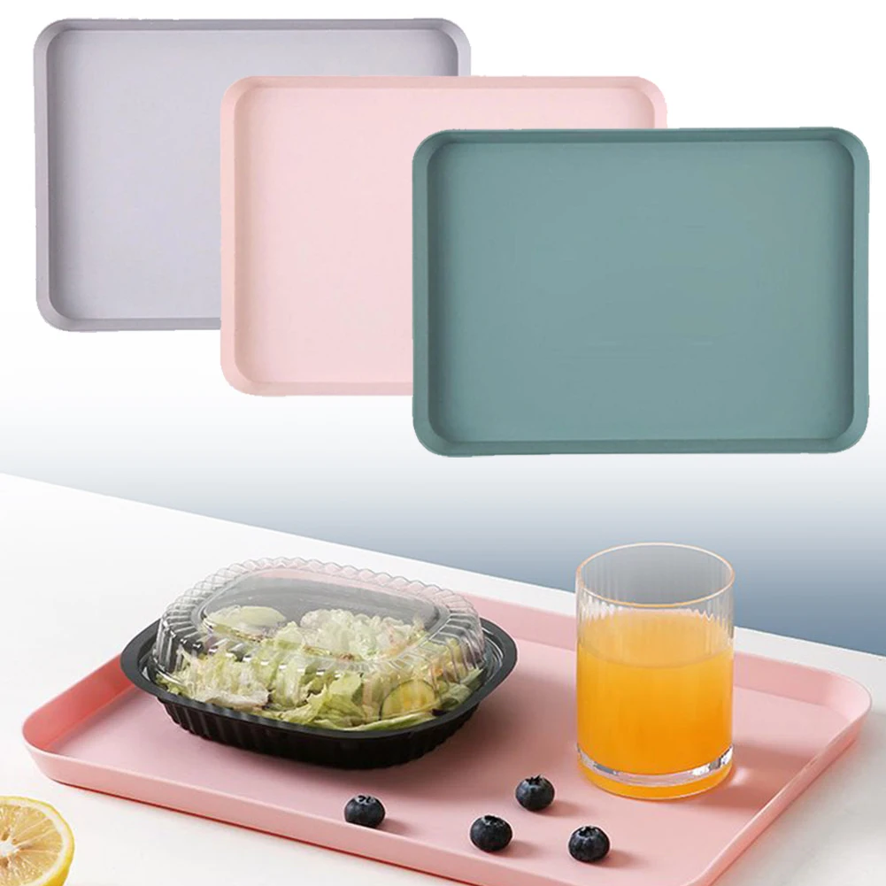 Rectangular Serving Tray Anti Slip Scratch Resistant Plastic Food Tray Multi-Function Kitchen Organizer Fruit Dessert Tray