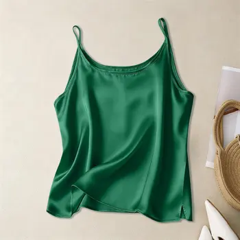 Hot-selling new arrivals from Europe and America: Mini-length women's sexy satin versatile top with spaghetti straps