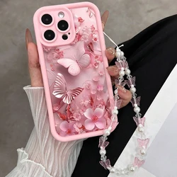 Pink Floral Butterfly Charm Silicone Phone Case - Soft Protective Cover - iPhone 12 (1)
