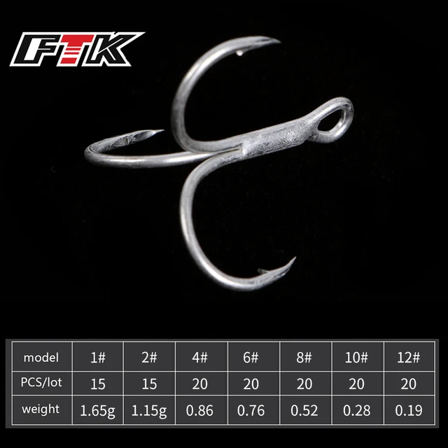 FTK Treble Hooks 1#-12# Saltwater Fly Fishing Hooks Ringed High-Carbon  Steel Fishhooks High Strength for Bass Sea Fishing Tackle - AliExpress