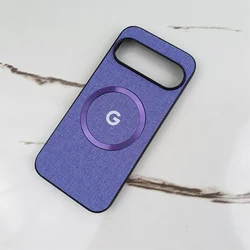Luxury Fabric Cloth Magnetic Case with Wireless Charging Compatibility for Pixel 10Pro XL (Purple)