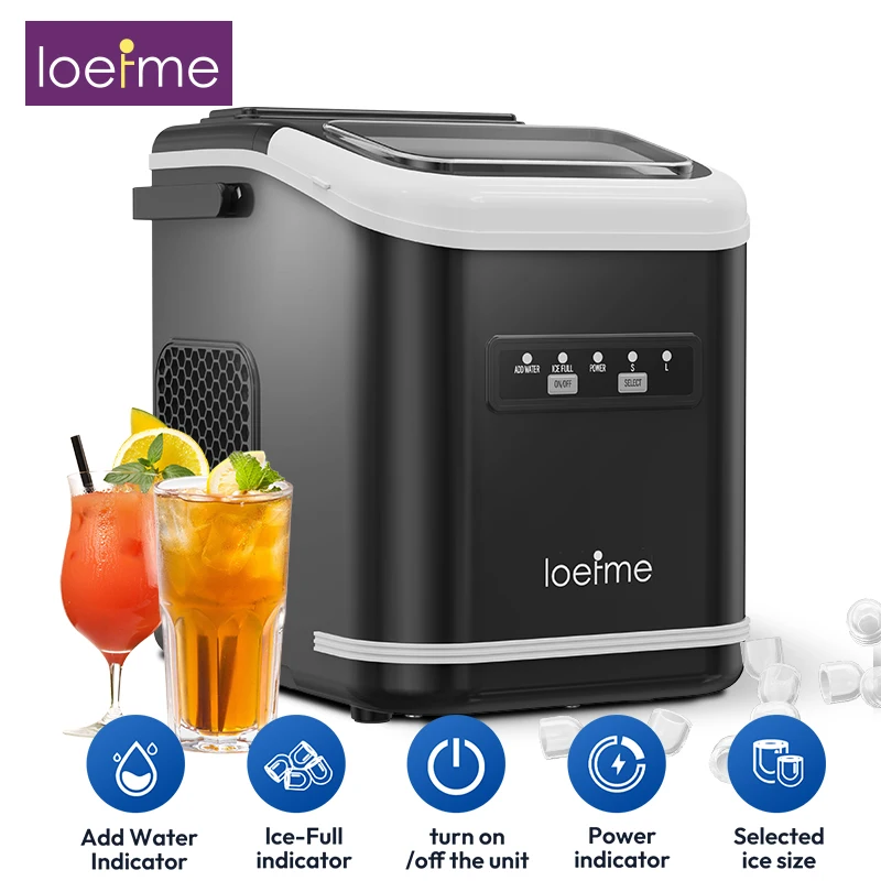 Loefme Macchina per il ghiaccio elettrica Macchina per cubetti di ghiaccio professionale Proiettile di pulizia automatica portatile Macchina per la produzione di blocchi di ghiaccio rotondi Bar domestico