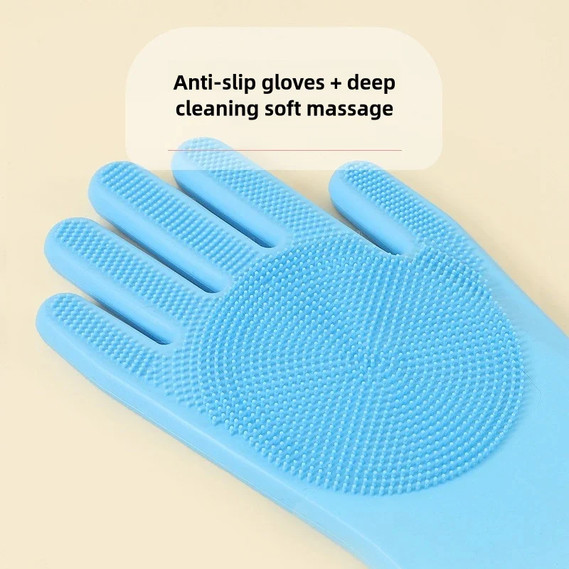 Pet Grooming Cleaning Gloves Dog Cat Bathing Shampoo Glove Scrubber Magic Dishwashing Cleanner Sponge Silicon Hair Removal Glove