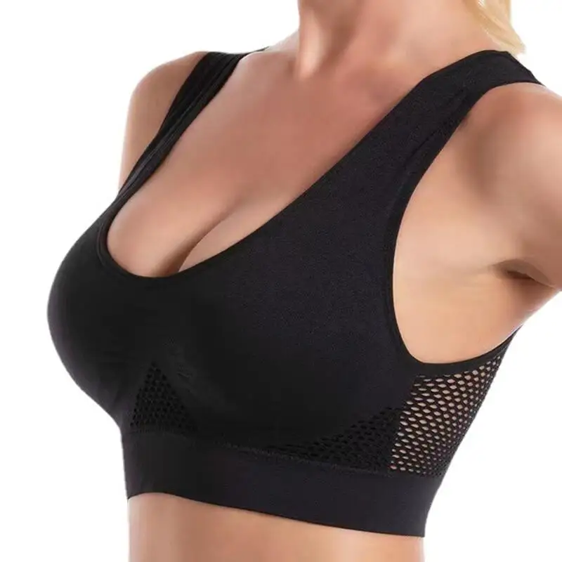 S-7XL Plus Size Grid Air Holes Bra sports without underwire Women's Underwear Shock-proof Yoga Running Brassiere Hollow out Vest 2