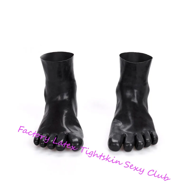 Unisex 5 Toes Latex Socks Short Ankle Fetish for Men Women Wear with Handmade Rubber Catsuit BodySuit Hood Color Black ,Red