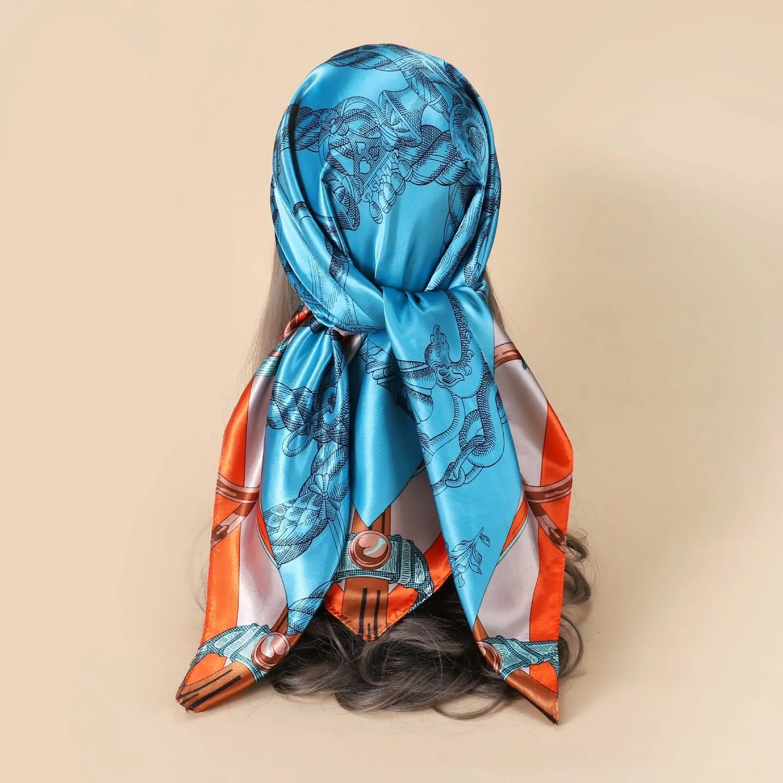 

Imitate Silk Satin Scarf Man Women Fashion Rope Print Shawl Hijab Kerchief 90*90cm