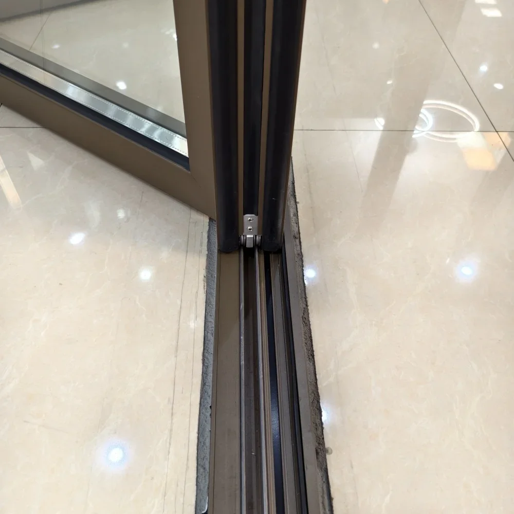 Accordion Type Folding Door Outdoor Multi Locking Folding Patio Doors Metal Frame Exterior Vertical Bi Aluminum Doors