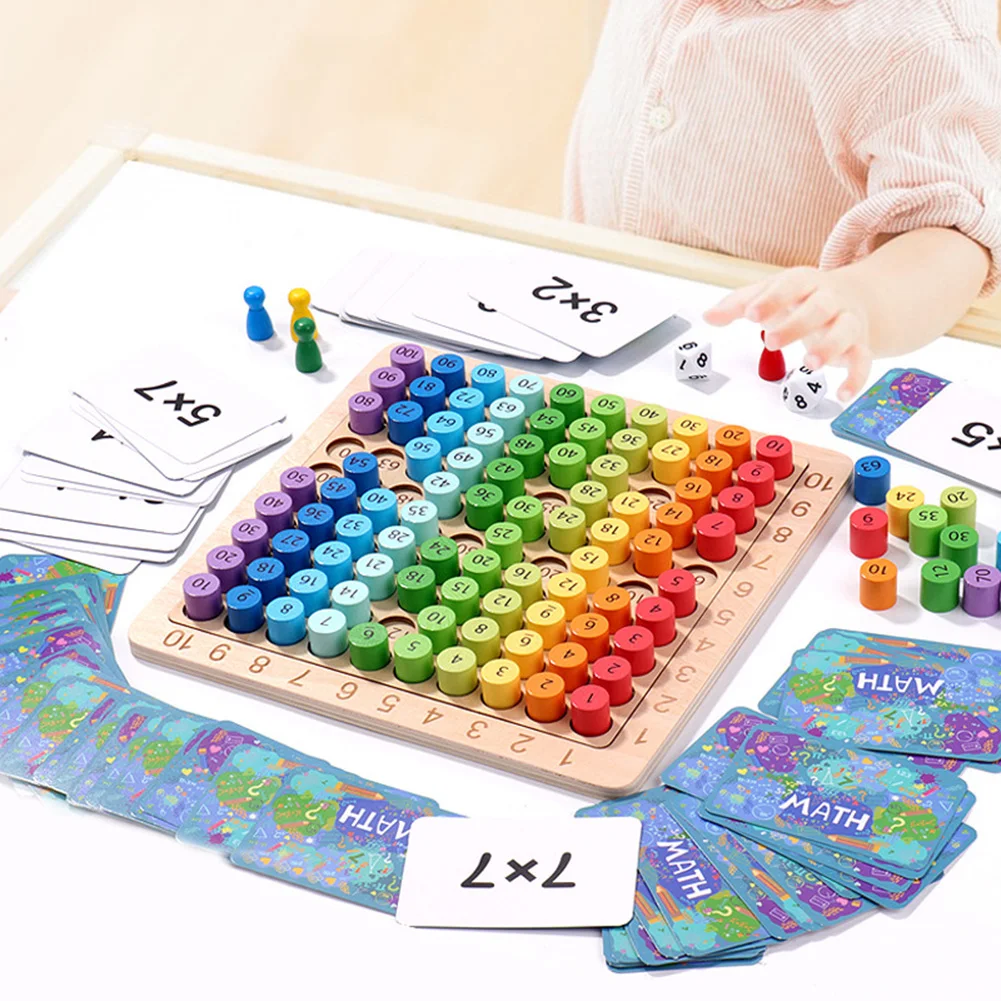 Multiplication Board Game Wooden Montessori Kids Learning Educational Toys Math Counting Hundred Board Interactive Thinking 3
