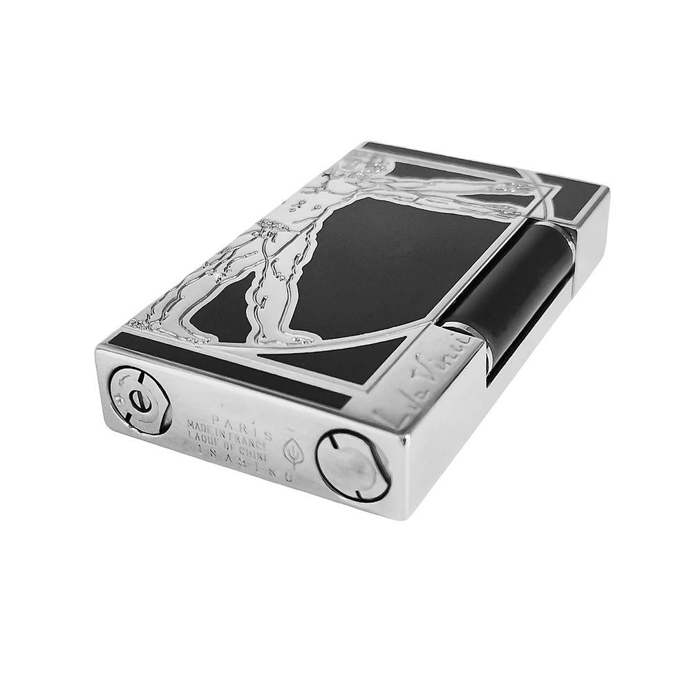 Special Gas Lighter Lacquer Engraved Da Vinci Pattern Smoking Cigarette Accessory Man Gift Collections