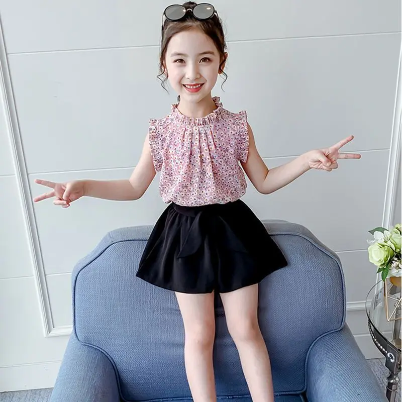 

summer dress T-shirt girl child 2023 child dress two piece suit Korean version clothing big boy Explosive style short sleeve