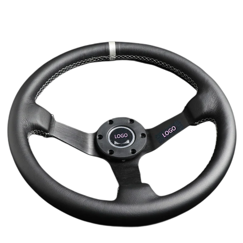 

Automobile Refitted Racing Car 14 Inch Leather Deep Concave Inner Diameter 350mm Aluminum Alloy Frame Universal Steering Wheel