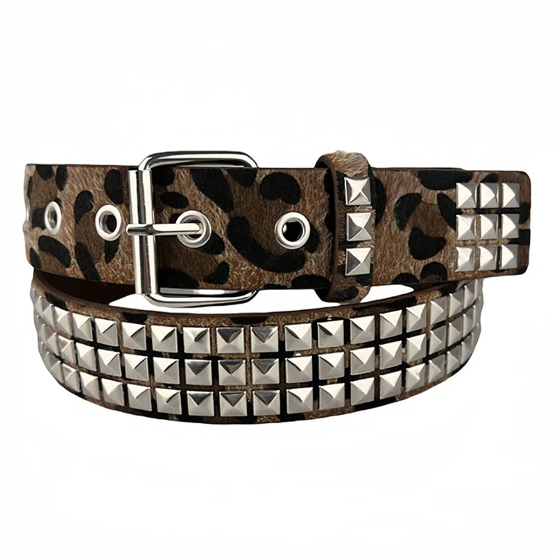 小物 archive grunge belt gimmick leopard y2k Women Camouflage Leopard Belts Heavy Metal Belt Y2K Rivet