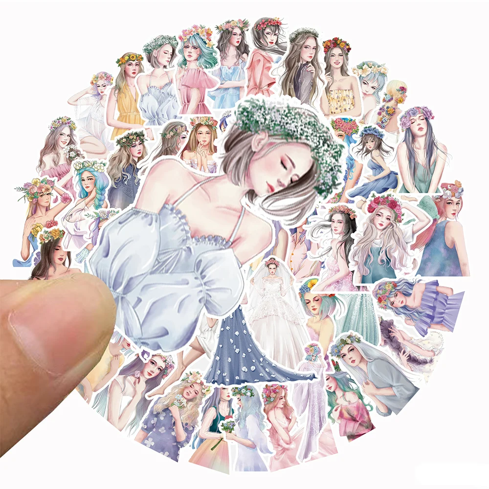 50pcs The Clean Girl Stickers Decals For Laptop Notebook Refrigerator Suitcase Guitar DIY Cartoon Graffiti Stickers Kids Gifts