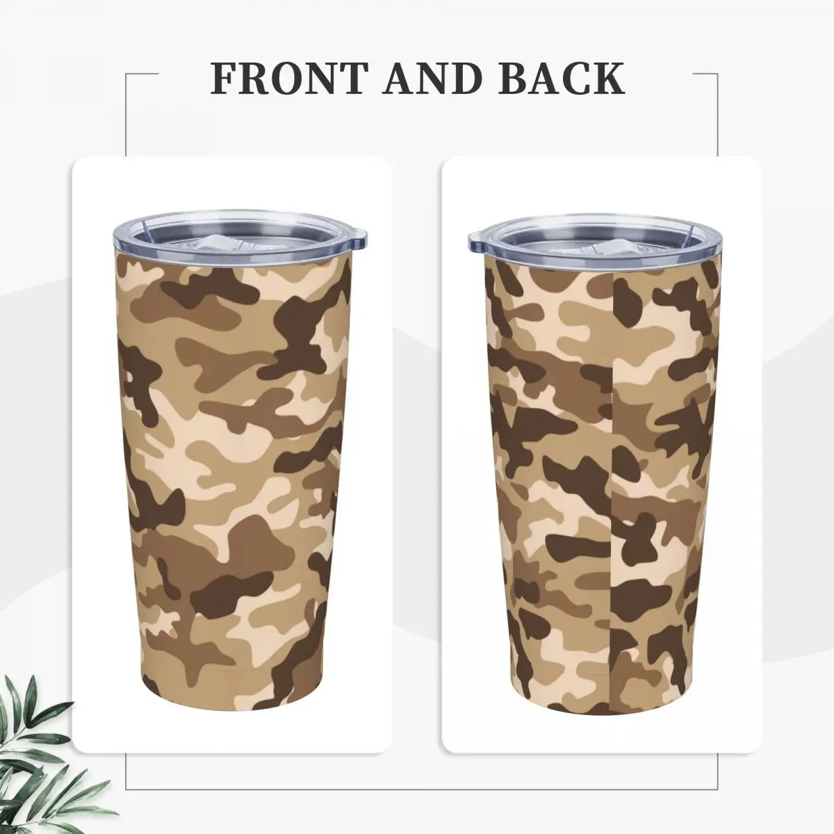 Camo Tumbler 20 oz Travel Coffee Mug Camouflage Print Skinny