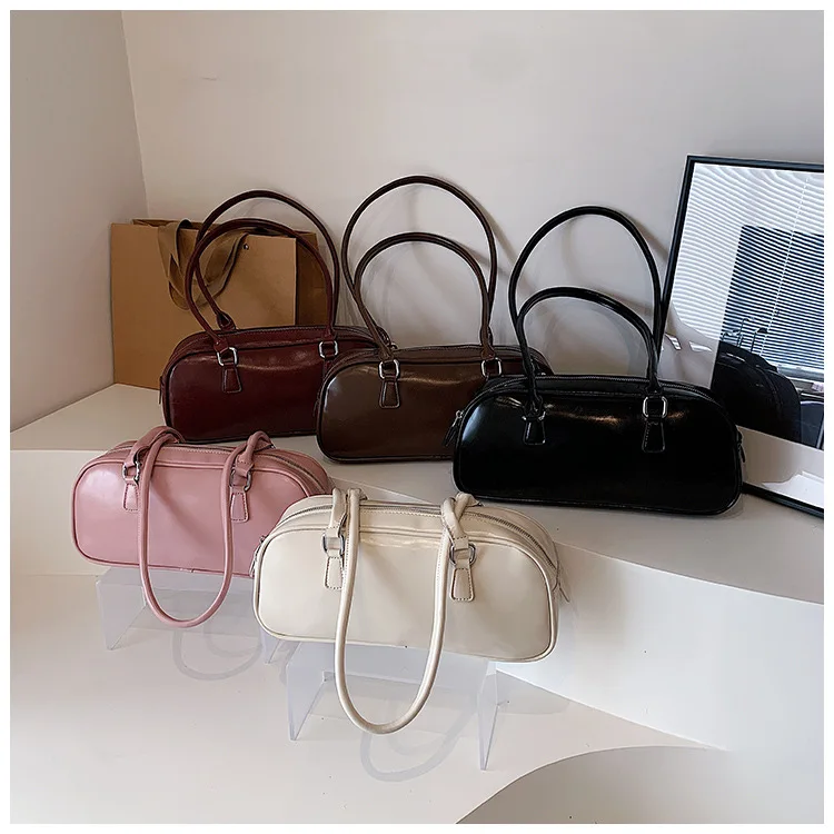 بلون بولي Leather حقائب جلدية تحت الإبط للنساء 2026 ربيع الكورية موضة ريترو حقيبة كتف بسيطة سيدة حقائب اليد والمحافظ