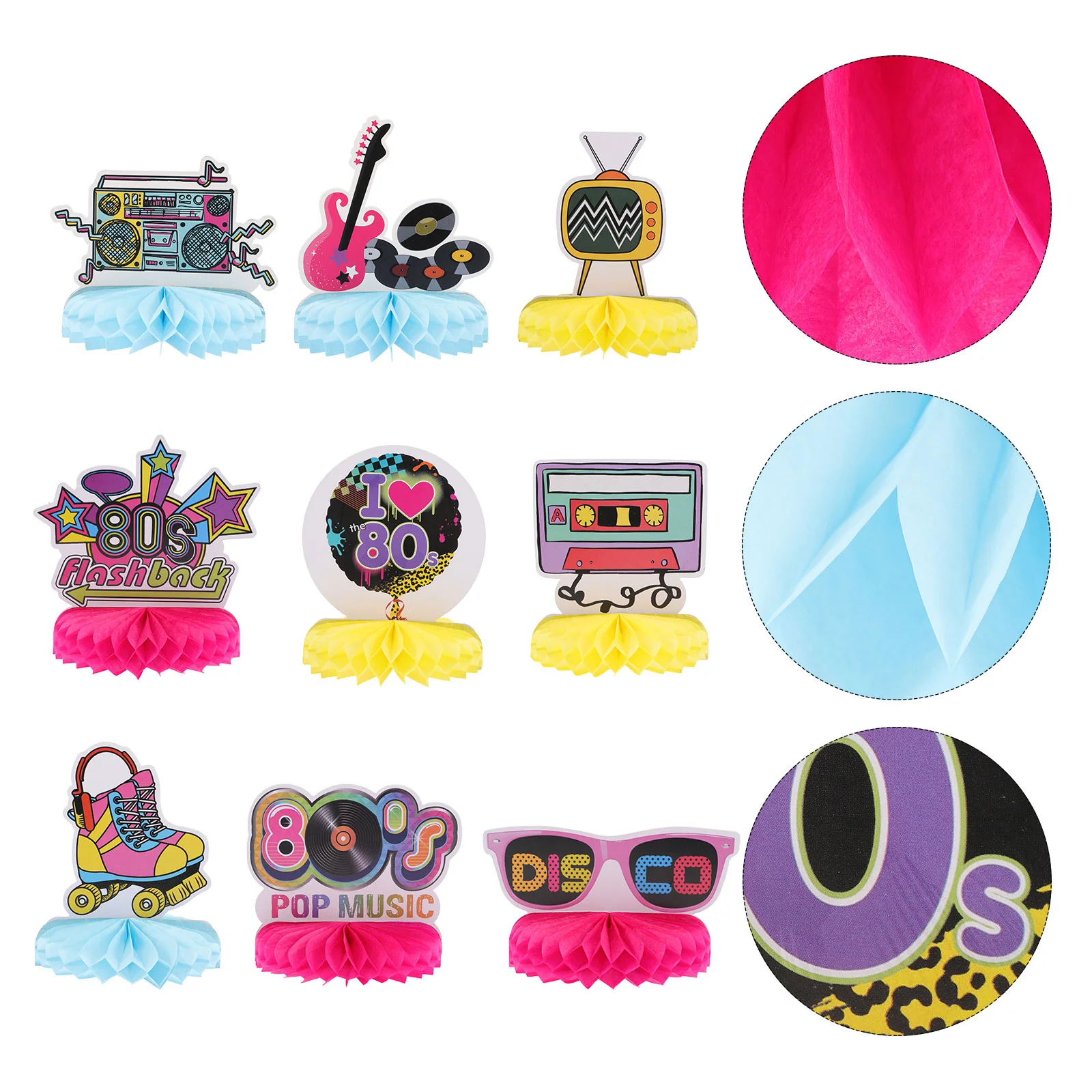 

9 Pcs Vintage Decor 1980s Decoration Table Topper Theme Party Decorations Supplies for